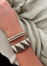 Load image into Gallery viewer, Tanzanian Tri Rainbow + Pearl Beaded Leather Bracelet