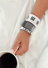 Load image into Gallery viewer, Tanzanian Black + White Stitches Leather Bracelet
