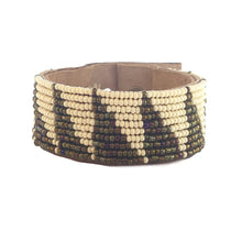 Load image into Gallery viewer, Tanzanian Tri Rainbow + Pearl Beaded Leather Bracelet