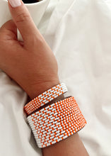 Load image into Gallery viewer, Tanzanian Orange and White Ombre Leather Bracelet