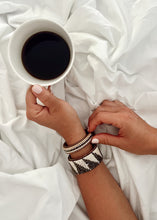 Load image into Gallery viewer, Tanzanian Neutral Stripes Beaded Leather Bracelet