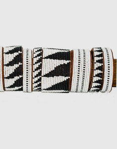 Tanzanian Black Tri Beaded Leather Bracelet