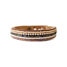 Load image into Gallery viewer, Tanzanian Neutral Stripes Beaded Leather Bracelet
