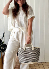 Load image into Gallery viewer, Sisal Stripe Tote - Ivory/Black
