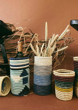 Load image into Gallery viewer, Rwandan Woven Vase/Wine Holder - Blues