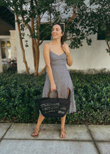 Load image into Gallery viewer, Black Lacework Basket - Brown Leather Handles