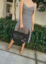 Load image into Gallery viewer, Black Lacework Basket - Brown Leather Handles