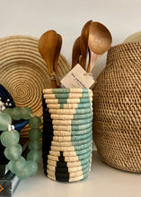 Load image into Gallery viewer, Rwandan Woven Vase/Wine Holder - Blues