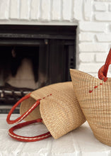 Load image into Gallery viewer, Natural Wing Shopper - Cognac Handles