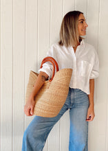 Load image into Gallery viewer, Natural Wing Shopper - Cognac Handles