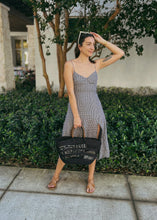 Load image into Gallery viewer, Black Lacework Basket - Brown Leather Handles