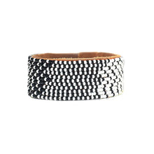 Load image into Gallery viewer, Tanzanian Medium Black + White Ombre Leather Bracelet

