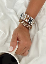 Load image into Gallery viewer, Tanzanian Arrows Metallic Beaded Leather Bracelet
