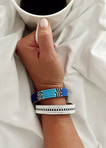 Tanzanian Atlas Blues Leather Bracelet