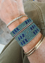 Load image into Gallery viewer, Tanzanian Leather Bracelet - Blue/Teal Stitches
