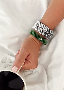 Tanzanian Medium Black + White Ombre Leather Bracelet