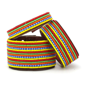 Tanzanian Multi Stripe Leather Bracelet