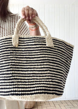 Load image into Gallery viewer, Sisal Stripe Tote - Ivory/Black
