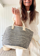 Load image into Gallery viewer, Sisal Stripe Tote - Ivory/Black

