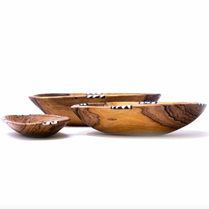 Nested Olive Wood Serving Bowls - Set of 3