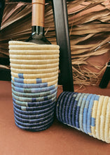 Load image into Gallery viewer, Rwandan Woven Vase/Wine Holder - Blues

