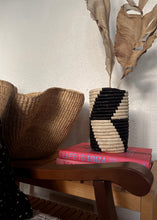 Load image into Gallery viewer, Rwandan Woven Vase/Wine Holder - Black &amp; Natural

